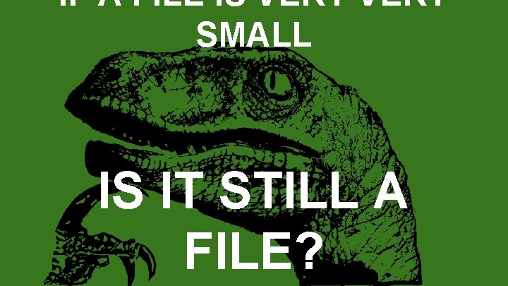 IF A FILE IS VERY SMALL IS IT STILL A FILE? 