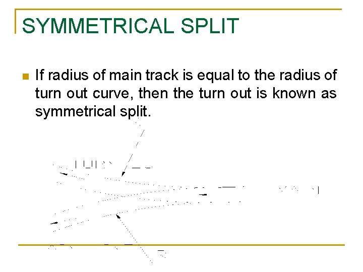 SYMMETRICAL SPLIT n If radius of main track is equal to the radius of