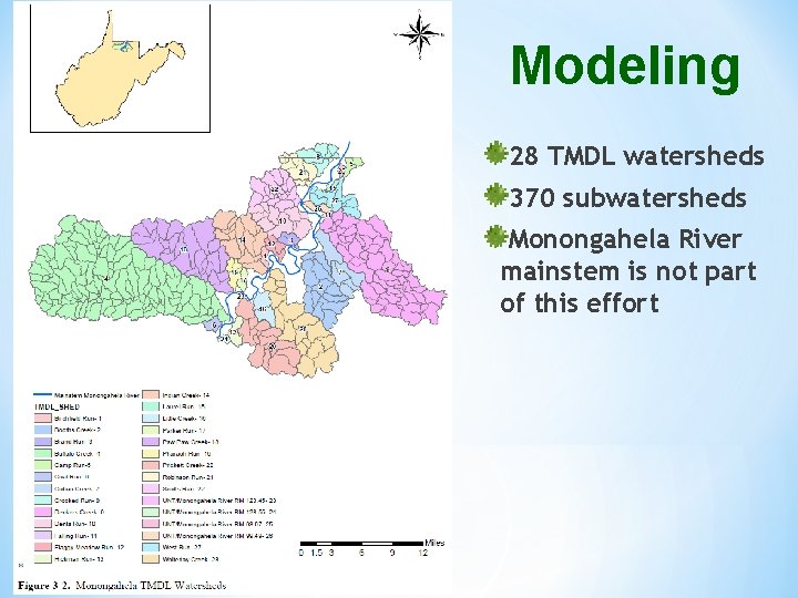 Modeling 28 TMDL watersheds 370 subwatersheds Monongahela River mainstem is not part of this