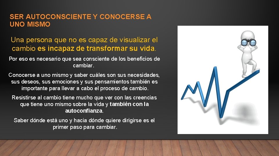 SER AUTOCONSCIENTE Y CONOCERSE A UNO MISMO Una persona que no es capaz de SER AUTOCONSCIENTE Y CONOCERSE A UNO MISMO Una persona que no es capaz de