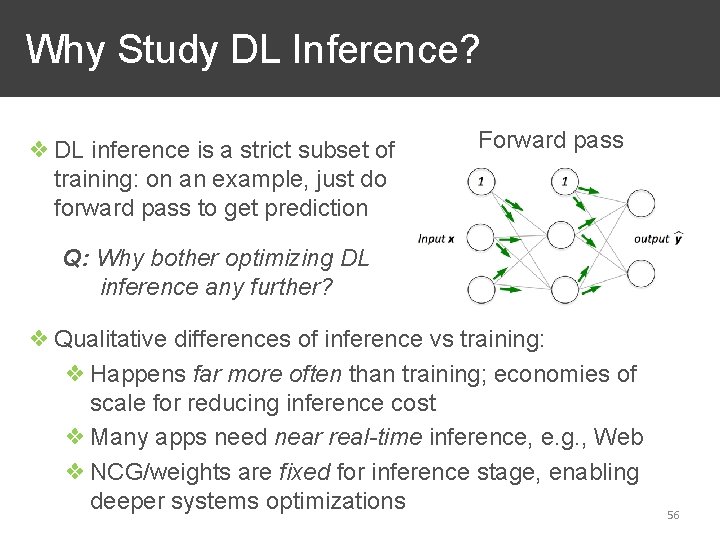 Why Study DL Inference? ❖ DL inference is a strict subset of training: on