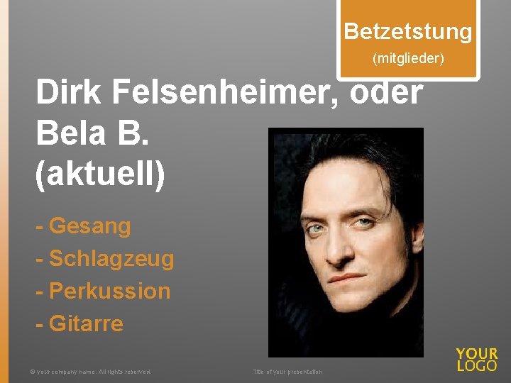 Betzetstung (mitglieder) Dirk Felsenheimer, oder Bela B. (aktuell) - Gesang - Schlagzeug - Perkussion