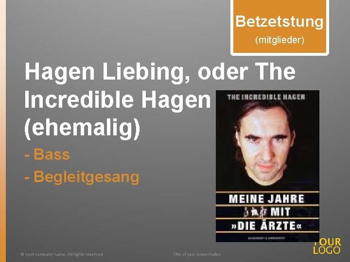 Betzetstung (mitglieder) Hagen Liebing, oder The Incredible Hagen (ehemalig) - Bass - Begleitgesang ©