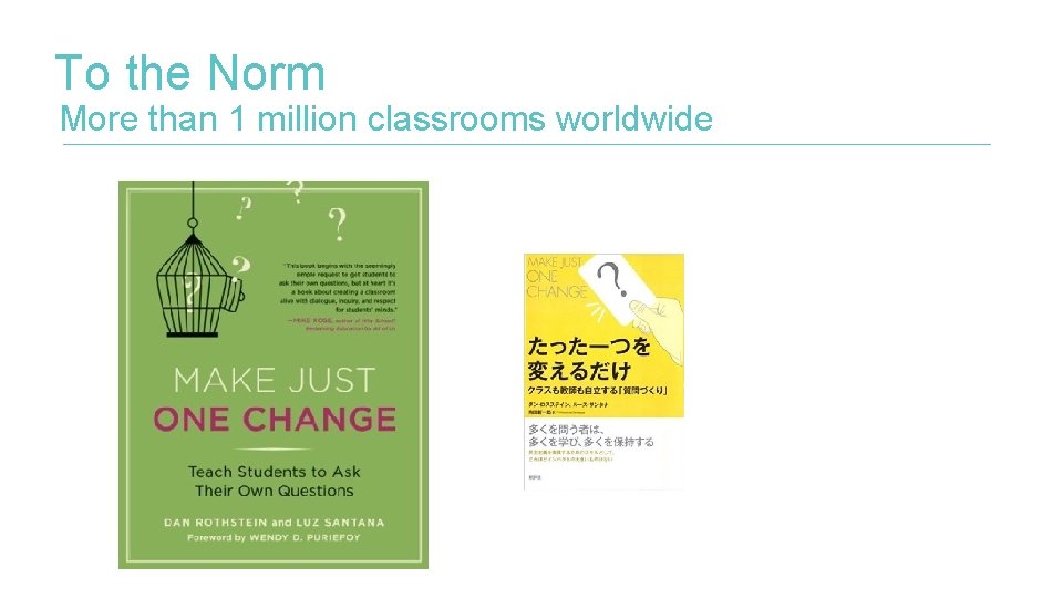 To the Norm More than 1 million classrooms worldwide 