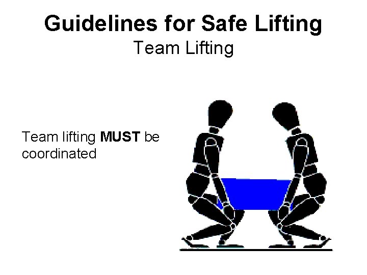 Guidelines for Safe Lifting Team lifting MUST be coordinated 