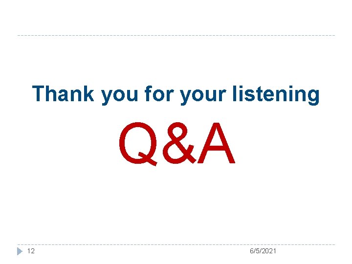 Thank you for your listening Q&A 12 6/5/2021 