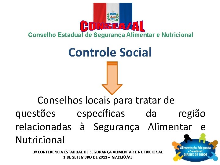 Conselho Estadual de Segurança Alimentar e Nutricional Controle Social Conselhos locais para tratar de