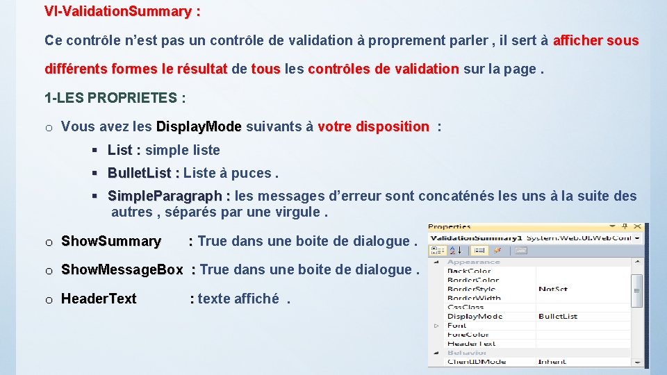 VI-Validation. Summary : Ce contrôle n’est pas un contrôle de validation à proprement parler