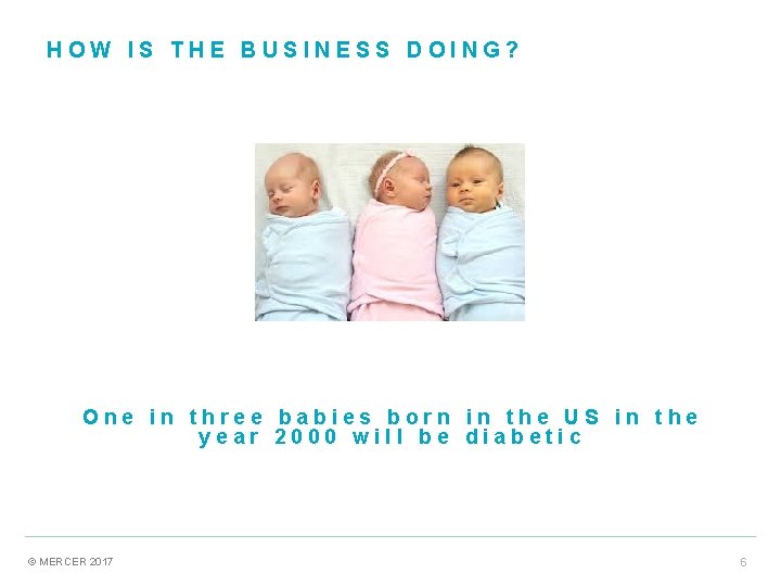 HOW IS THE BUSINESS DOING? One in three babies born in the US in