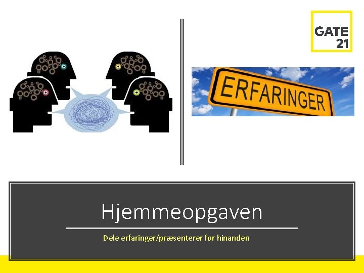 Hjemmeopgaven Dele erfaringer/præsenterer for hinanden 