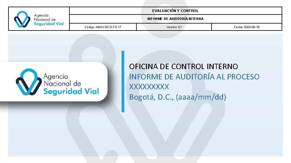 EVALUACIN Y CONTROL INFORME DE AUDITORA INTERNA Cdigo