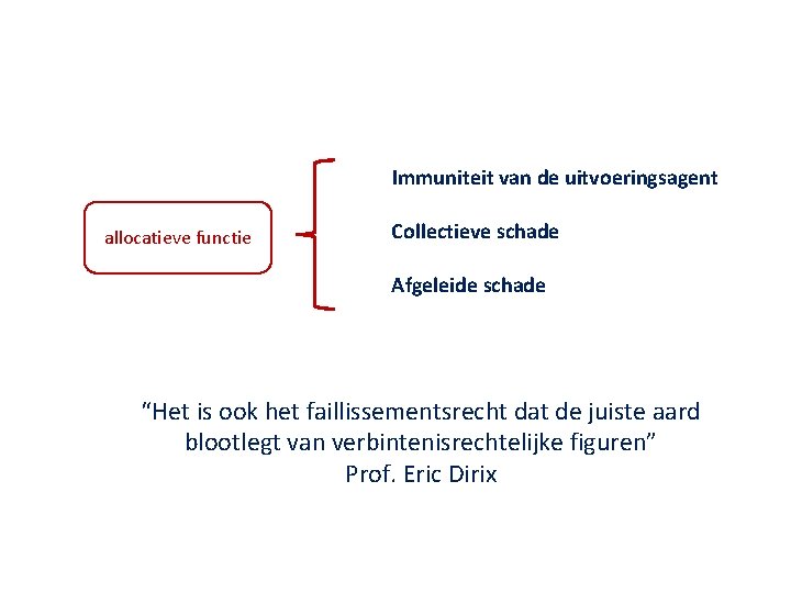 Immuniteit van de uitvoeringsagent allocatieve functie Collectieve schade Afgeleide schade “Het is ook het