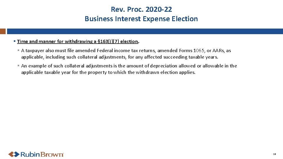 Rev. Proc. 2020 -22 Business Interest Expense Election § Time and manner for withdrawing