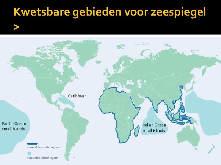 Kwetsbare gebieden voor zeespiegel > 