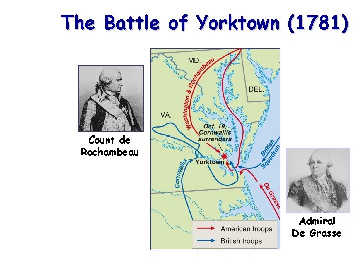 The Battle of Yorktown (1781) Count de Rochambeau Admiral De Grasse 