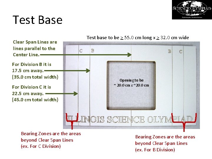 Test Base Clear Span Lines are lines parallel to the Center Line. For Division