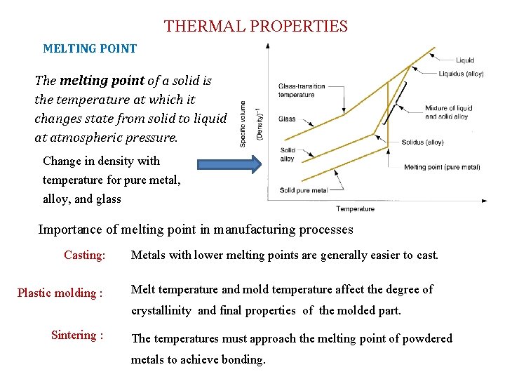 THERMAL PROPERTIES MELTING POINT The melting point of a solid is the temperature at