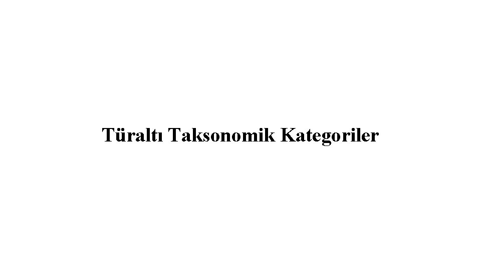 Türaltı Taksonomik Kategoriler 