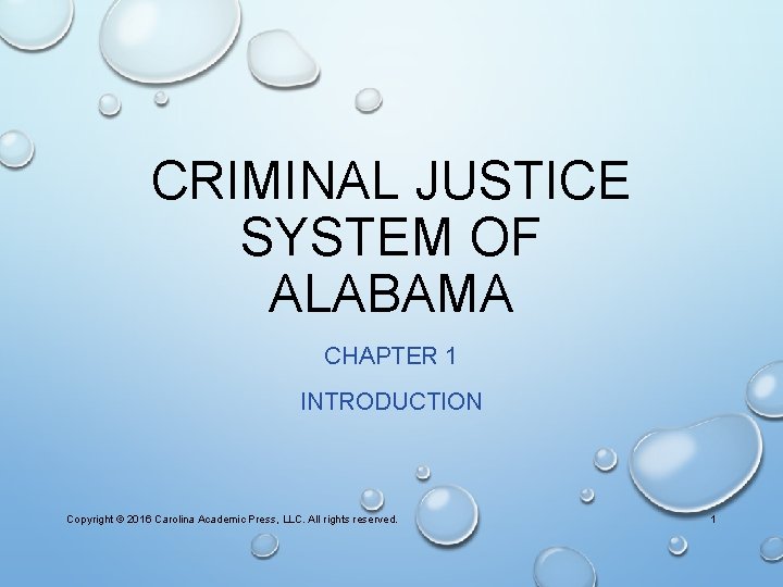 CRIMINAL JUSTICE SYSTEM OF ALABAMA CHAPTER 1 INTRODUCTION