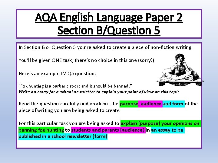 AQA English Language Paper 2 Section B/Question 5 In Section B or Question 5