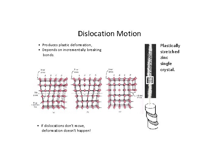 Dislocation Motion • Produces plastic deformation, • Depends on incrementally breaking bonds. • If Dislocation Motion • Produces plastic deformation, • Depends on incrementally breaking bonds. • If