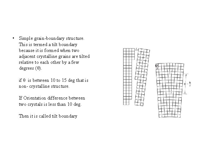 • Simple grain-boundary structure. This is termed a tilt boundary because it is • Simple grain-boundary structure. This is termed a tilt boundary because it is