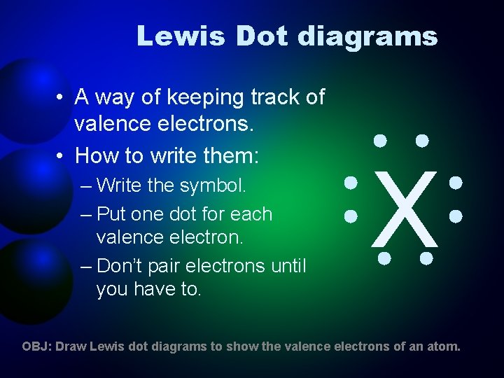 Lewis Dot diagrams • A way of keeping track of valence electrons. • How