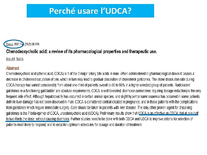 Perché usare l’UDCA? 
