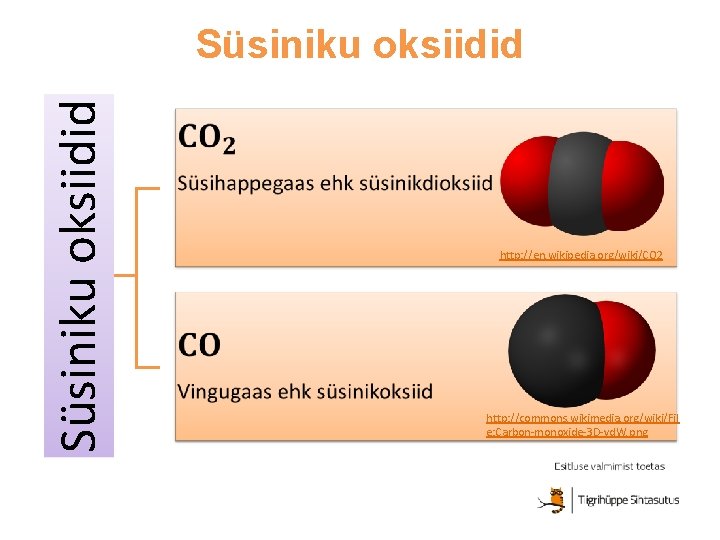 Süsiniku oksiidid http: //en. wikipedia. org/wiki/CO 2 http: //commons. wikimedia. org/wiki/Fil e: Carbon-monoxide-3 D-vd.