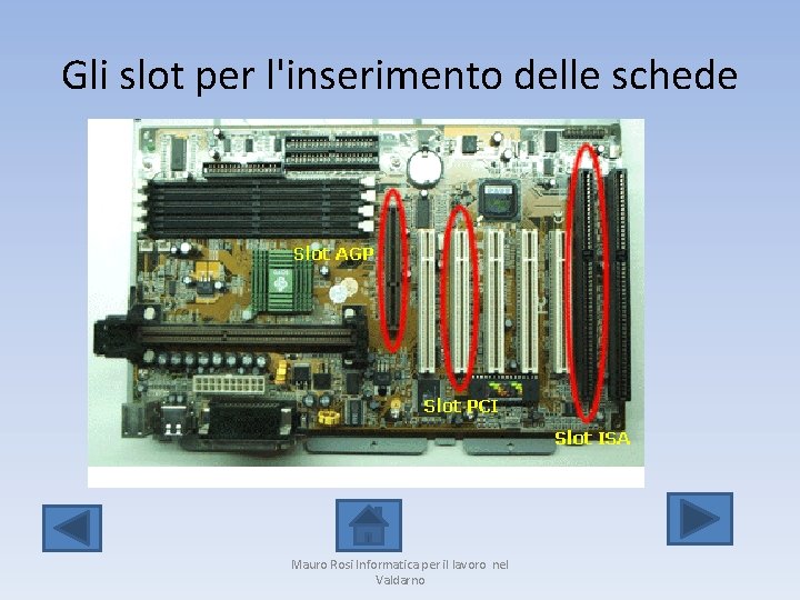 Gli slot per l'inserimento delle schede Mauro Rosi Informatica per il lavoro nel Valdarno