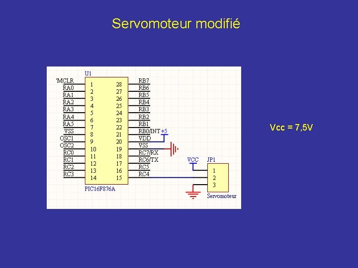 Servomoteur modifié Vcc = 7, 5 V 