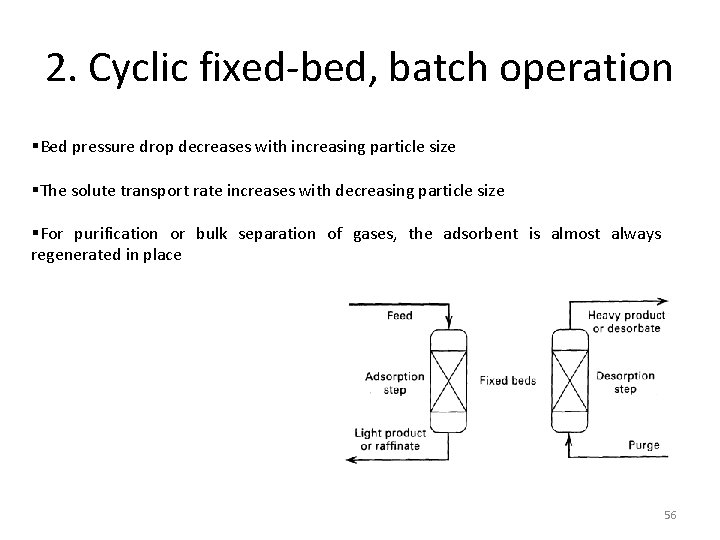 2. Cyclic fixed-bed, batch operation §Bed pressure drop decreases with increasing particle size §The