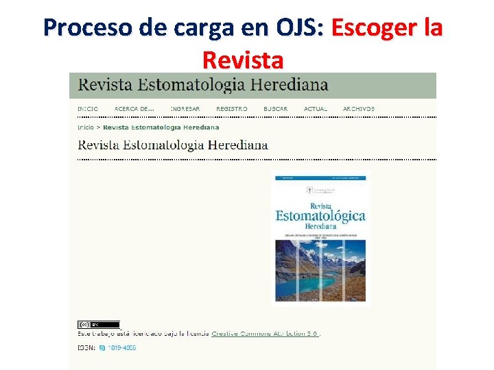 Proceso de carga en OJS: Escoger la Revista 