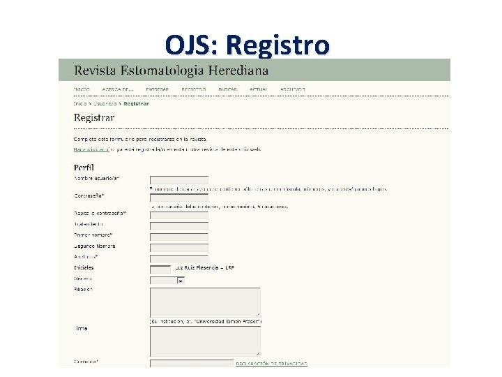OJS: Registro 