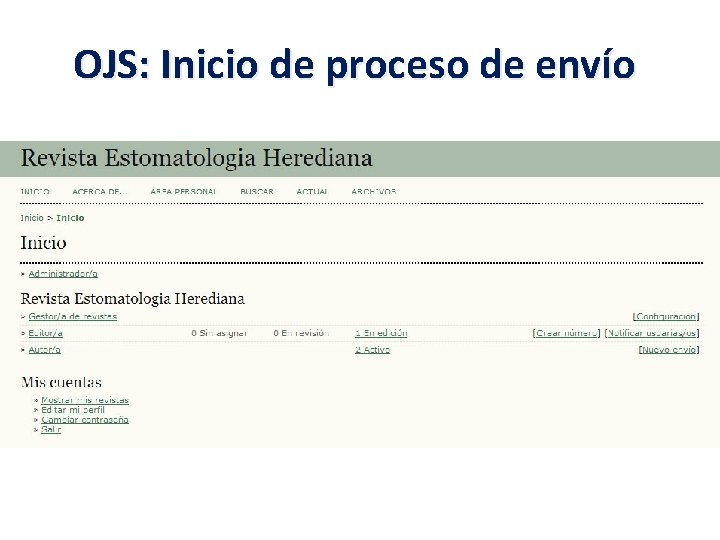 OJS: Inicio de proceso de envío 