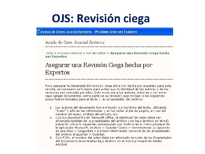 OJS: Revisión ciega 