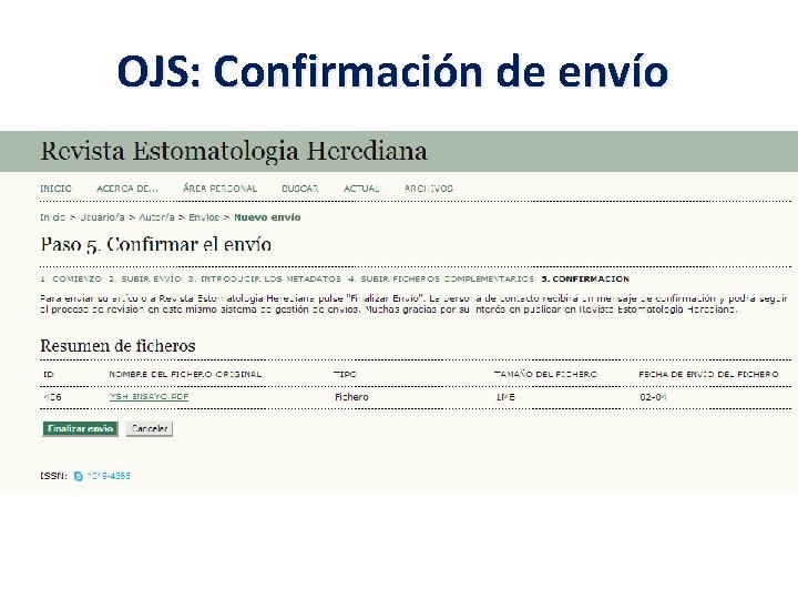 OJS: Confirmación de envío 