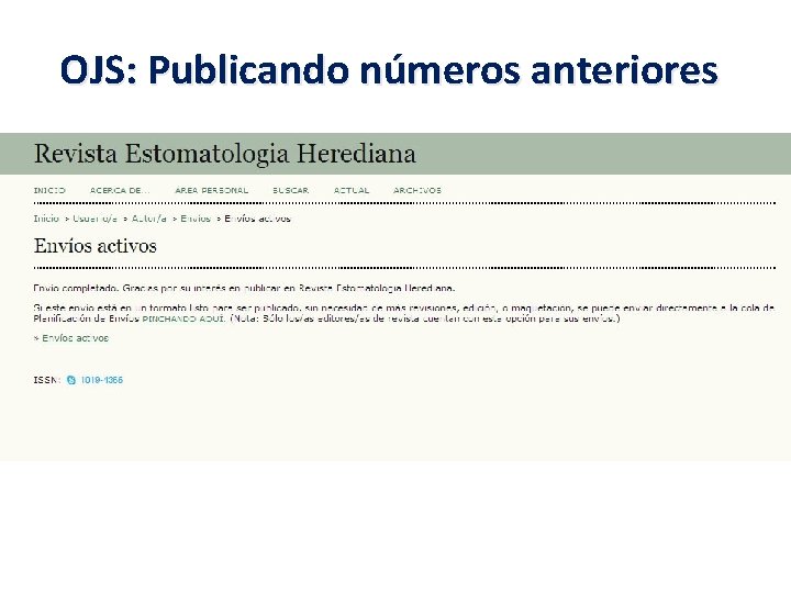 OJS: Publicando números anteriores 