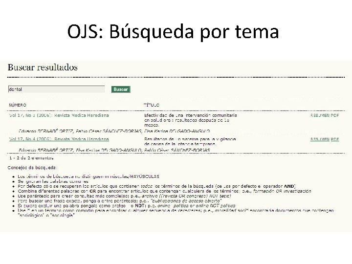 OJS: Búsqueda por tema 