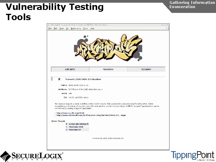 Vulnerability Testing Tools Gathering Information Enumeration 