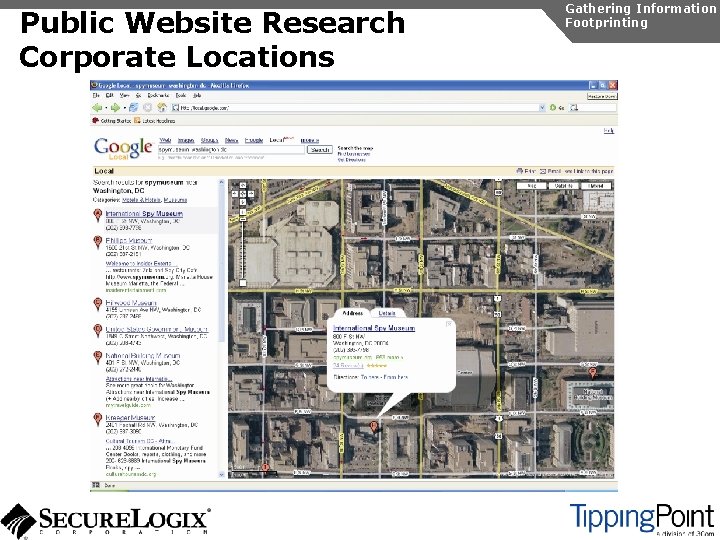 Public Website Research Corporate Locations Gathering Information Footprinting 