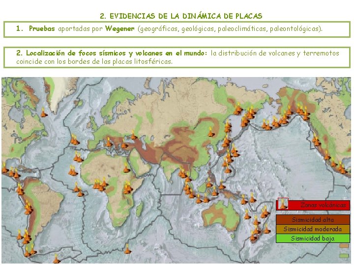 2. EVIDENCIAS DE LA DINÁMICA DE PLACAS 1. Pruebas aportadas por Wegener (geográficas, geológicas, 2. EVIDENCIAS DE LA DINÁMICA DE PLACAS 1. Pruebas aportadas por Wegener (geográficas, geológicas,