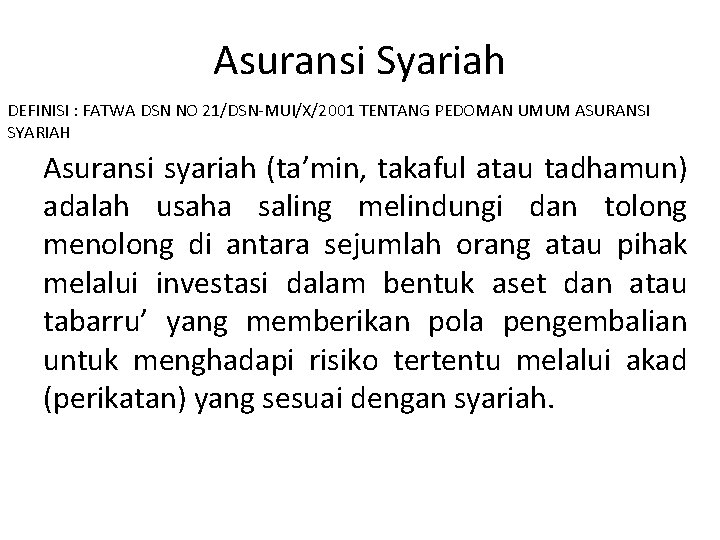 Fatwa dsn mui tentang asuransi syariah