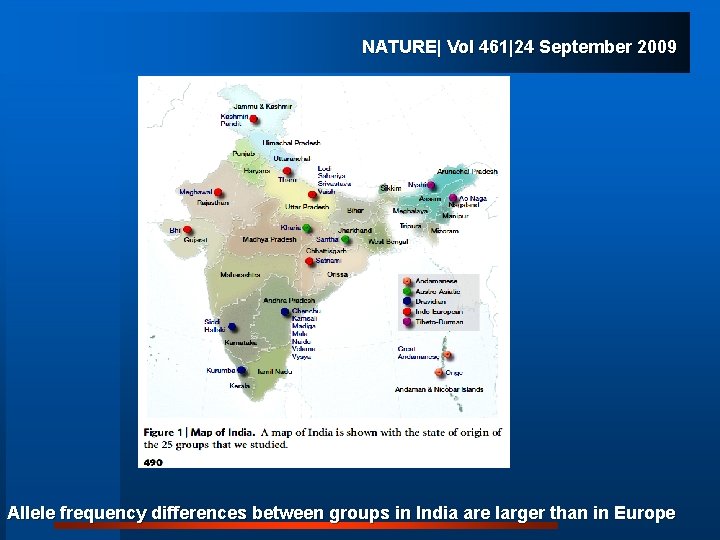 NATURE| Vol 461|24 September 2009 Allele frequency differences between groups in India are larger