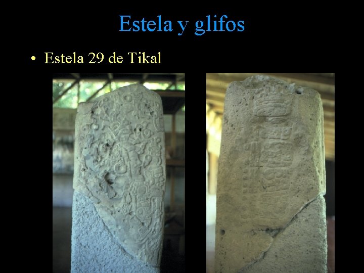 Estela y glifos • Estela 29 de Tikal Estela y glifos • Estela 29 de Tikal
