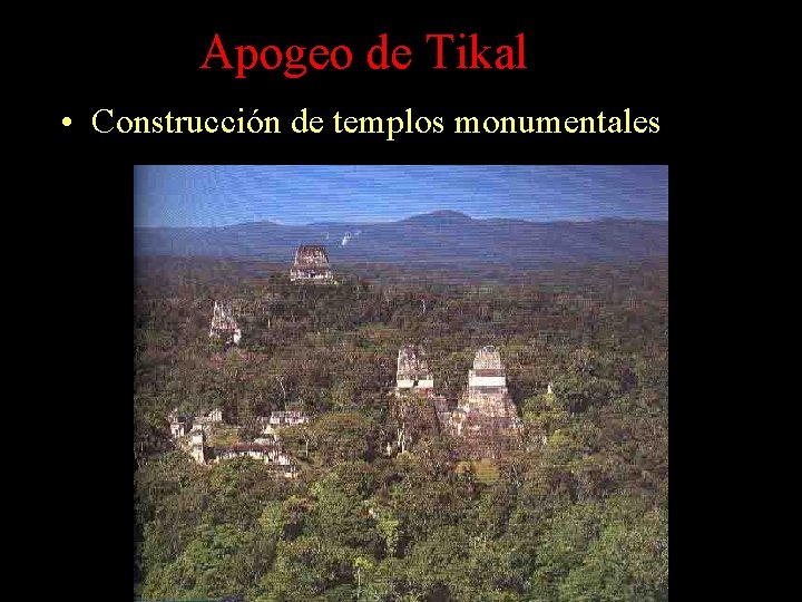 Apogeo de Tikal • Construcción de templos monumentales Apogeo de Tikal • Construcción de templos monumentales