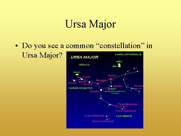 Ursa Major • Do you see a common “constellation” in Ursa Major? 