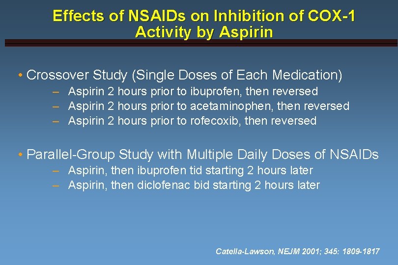 Effects of NSAIDs on Inhibition of COX-1 Activity by Aspirin • Crossover Study (Single