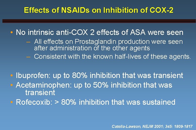 Effects of NSAIDs on Inhibition of COX-2 • No intrinsic anti-COX 2 effects of
