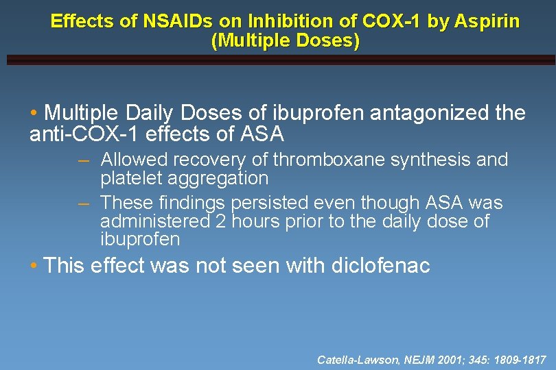 Effects of NSAIDs on Inhibition of COX-1 by Aspirin (Multiple Doses) • Multiple Daily